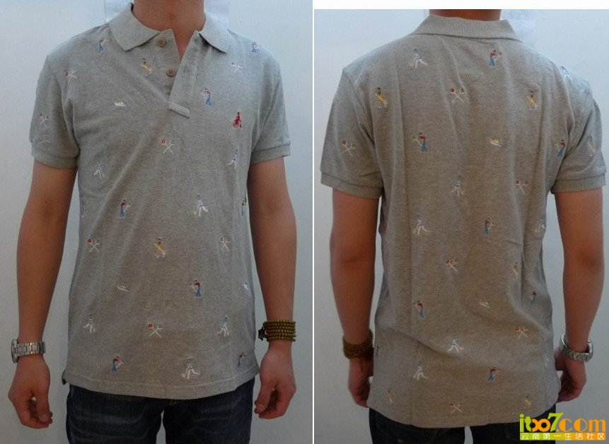 小k的店 5.13 潮牌宾波<em>刺绣</em>T新款 横条纹POLO